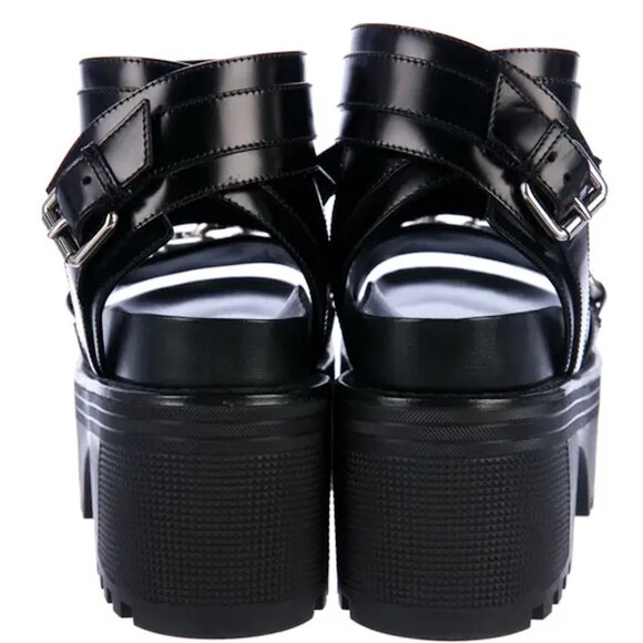 Louis Vuitton Runway 2016 Black Samurai Chain Platform Sandals Size EU 40 - Picture 5 of 6